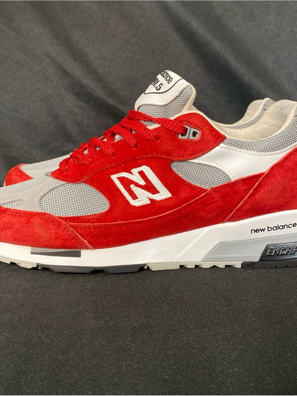 New Balance Red & Gray Suede Mesh Sneaker 991.5 Size 11